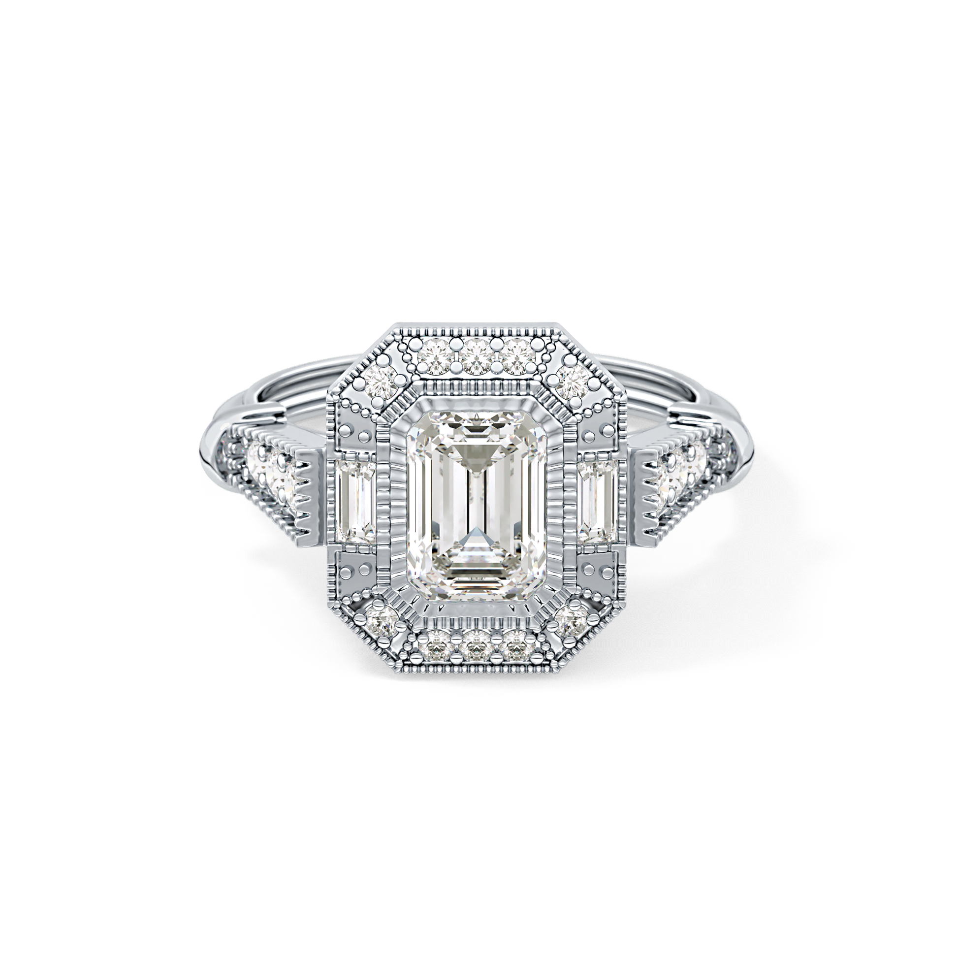 Emerald ClusterLab Grown Diamond Engagement Ring