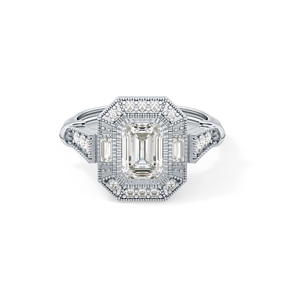 Emerald ClusterLab Grown Diamond Engagement Ring
