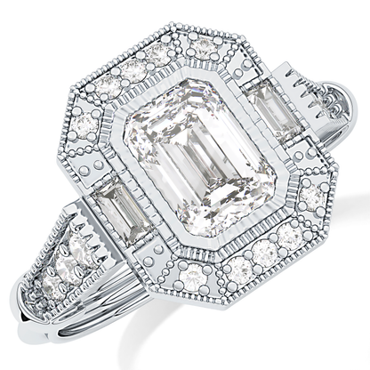 Emerald ClusterLab Grown Diamond Engagement Ring