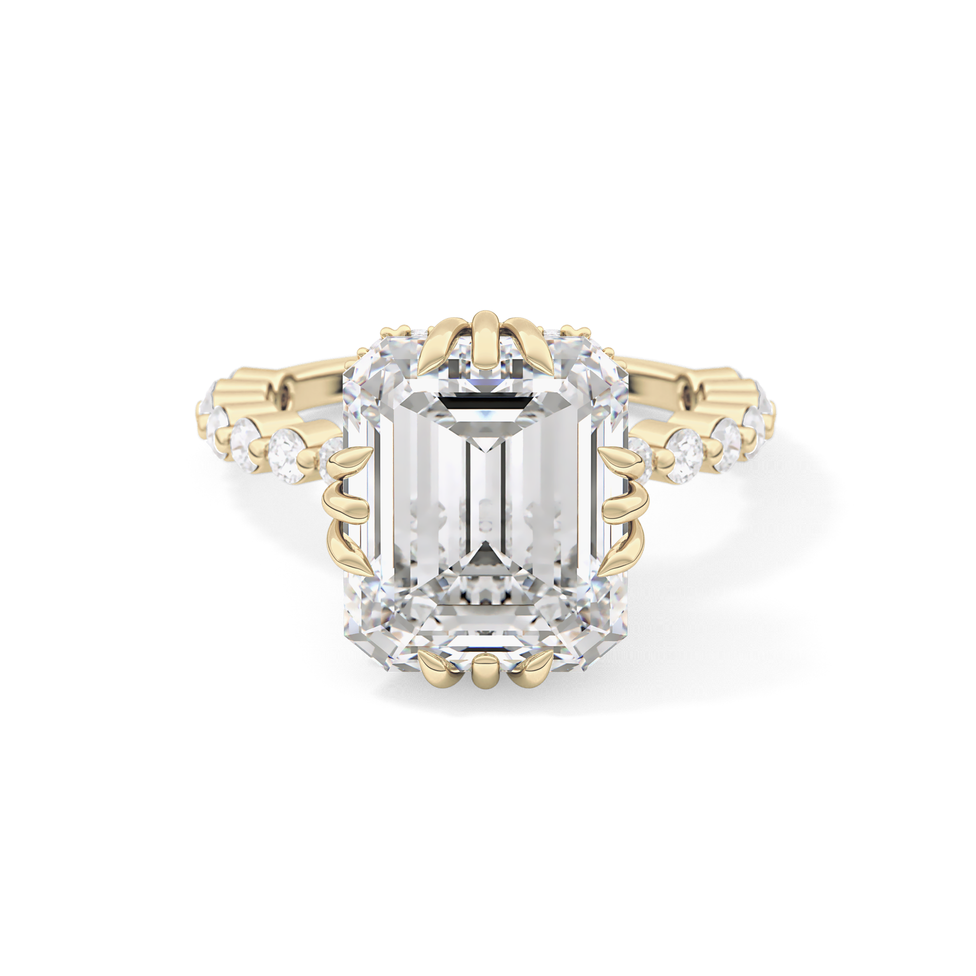 Emerald Hidden Halo & Pave Lab Grown Diamond Engagement Ring
