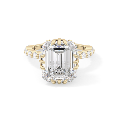 Emerald Hidden Halo & Pave Lab Grown Diamond Engagement Ring
