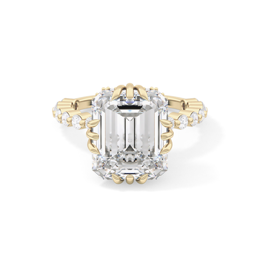 Emerald Hidden Halo & Pave Lab Grown Diamond Engagement Ring