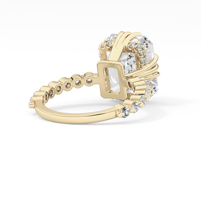 Emerald Hidden Halo & Pave Lab Grown Diamond Engagement Ring