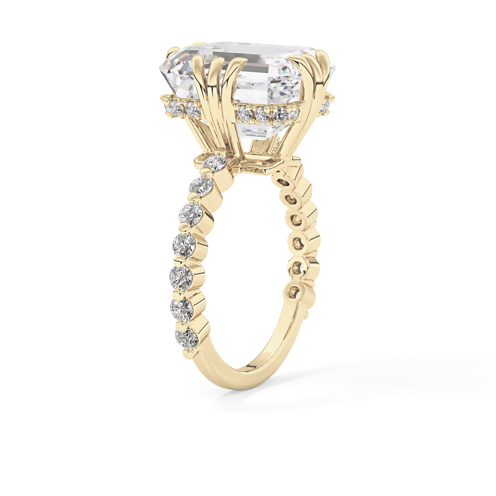Emerald Hidden Halo & Pave Lab Grown Diamond Engagement Ring