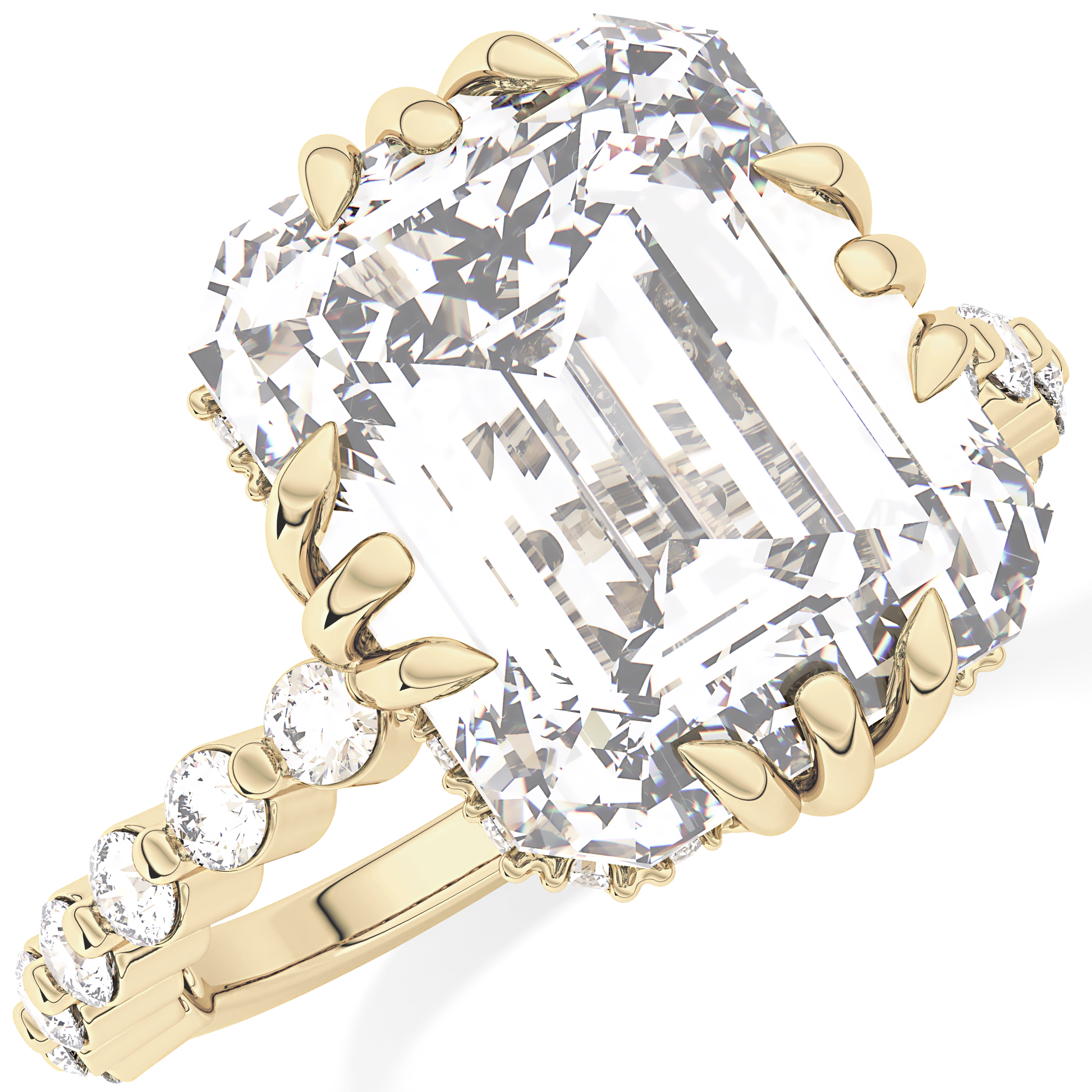 Emerald Hidden Halo & Pave Lab Grown Diamond Engagement Ring