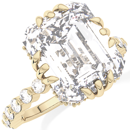 Emerald Hidden Halo & Pave Lab Grown Diamond Engagement Ring