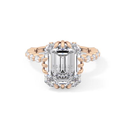 Emerald Hidden Halo & Pave Lab Grown Diamond Engagement Ring