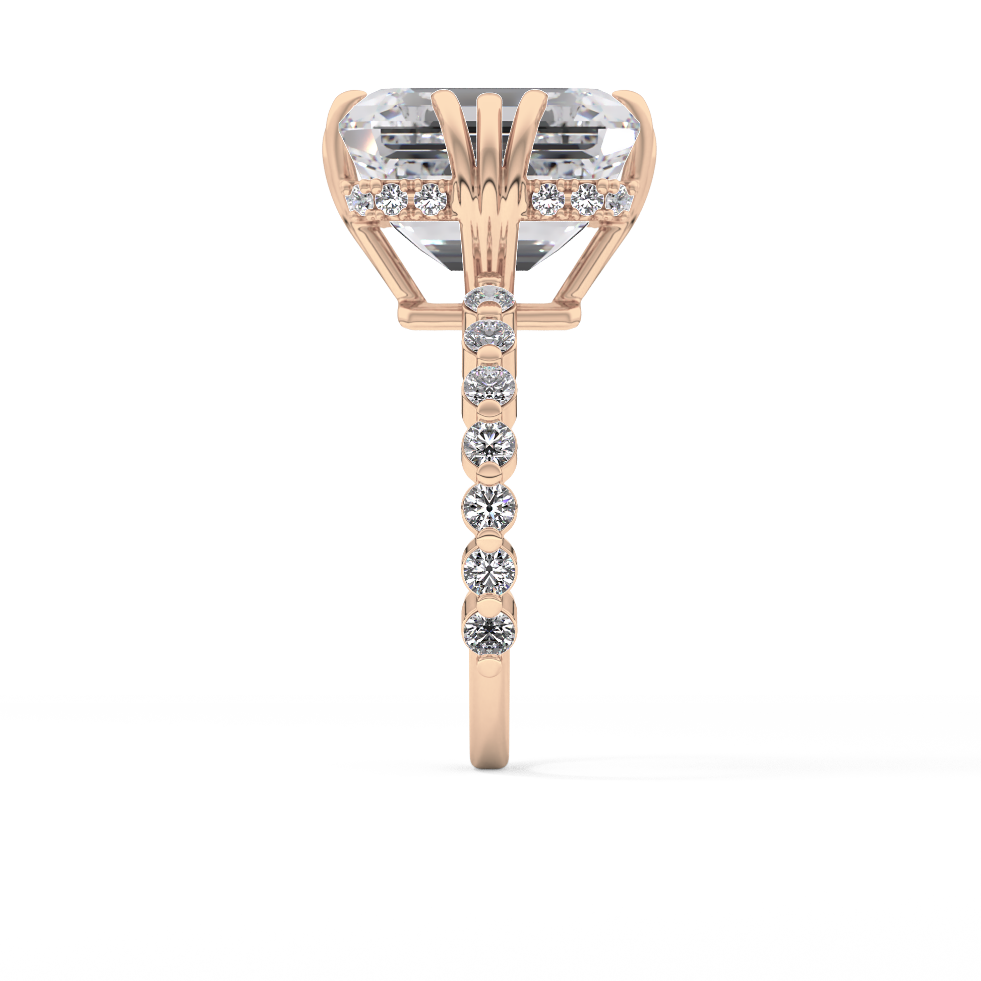Emerald Hidden Halo & Pave Lab Grown Diamond Engagement Ring