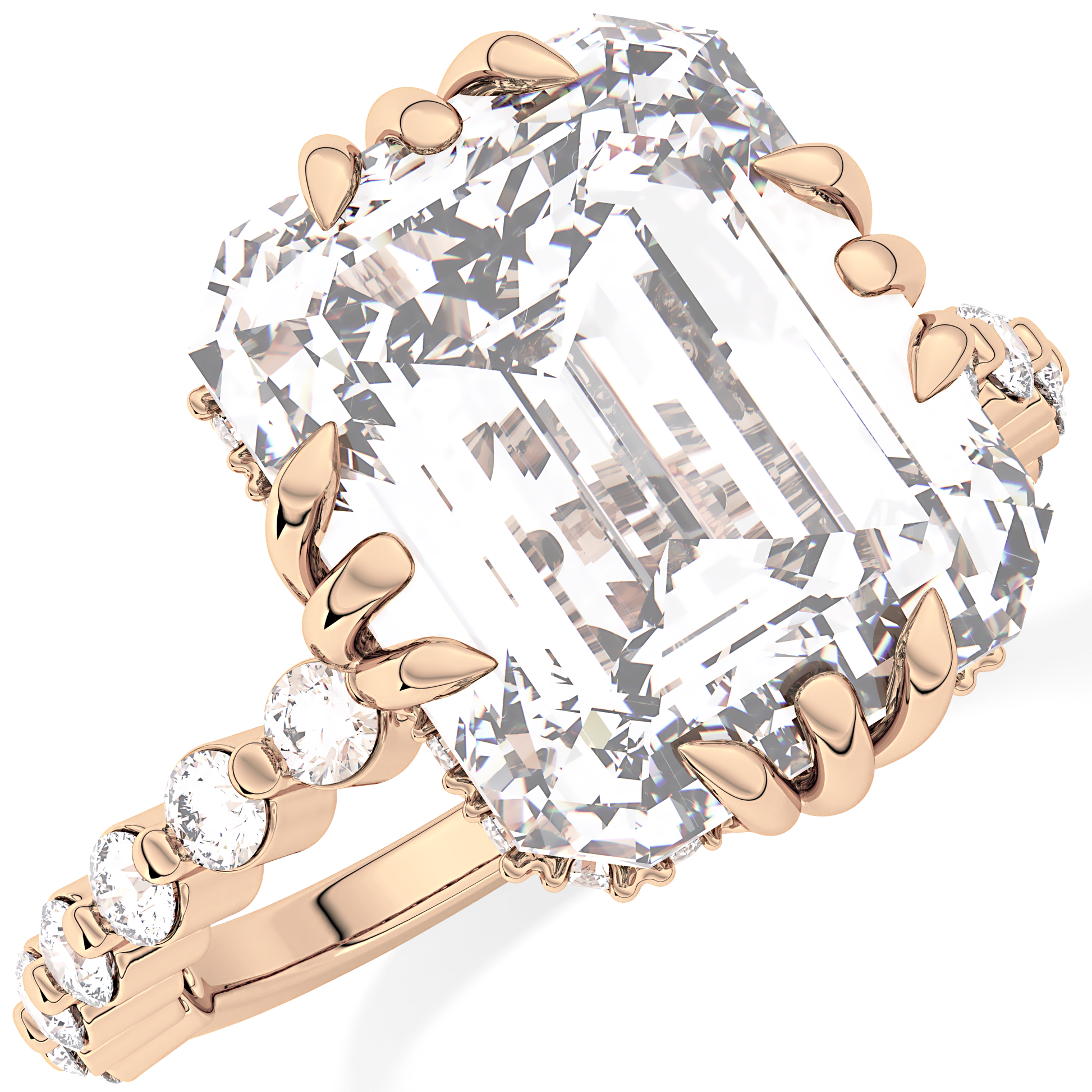 Emerald Hidden Halo & Pave Lab Grown Diamond Engagement Ring