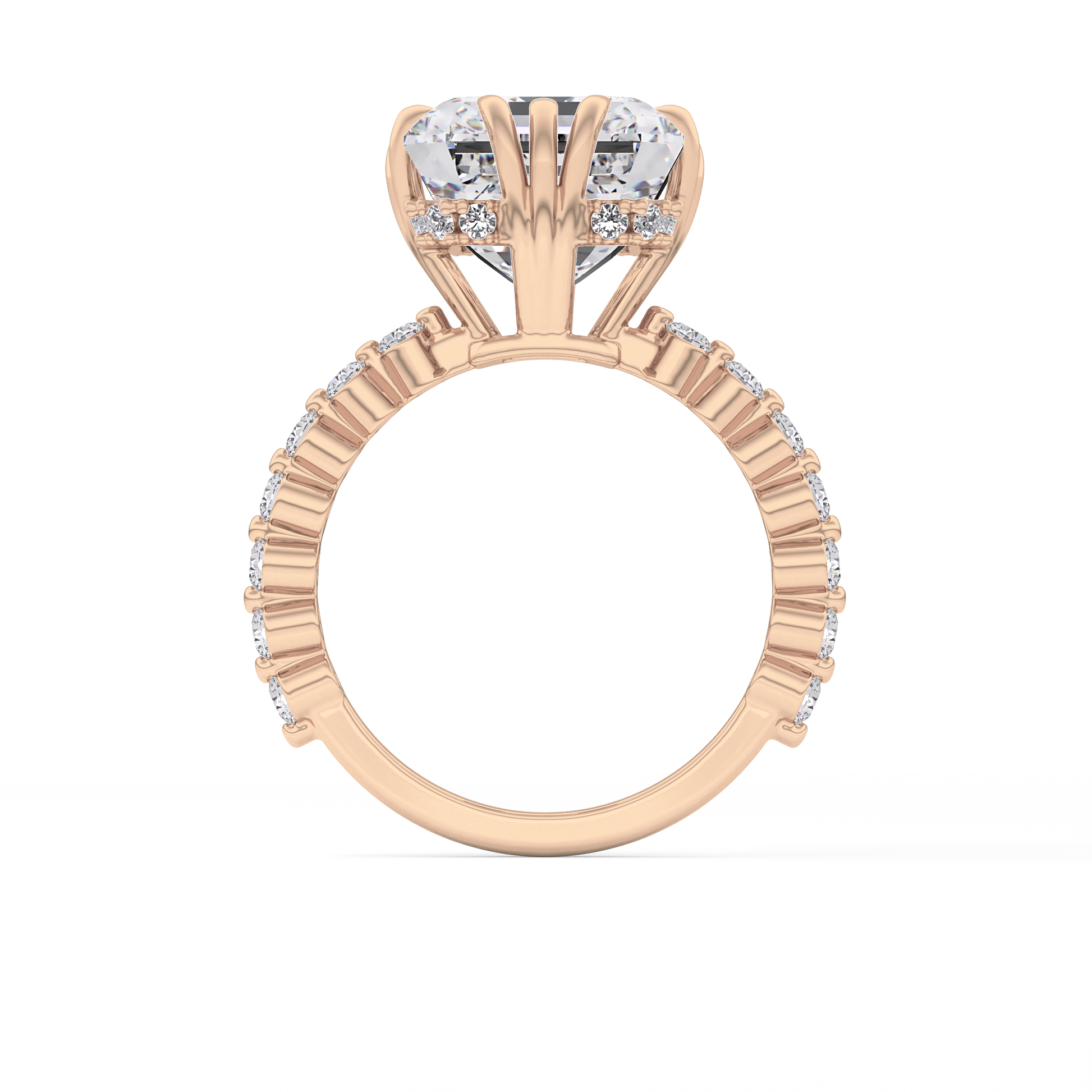 Emerald Hidden Halo & Pave Lab Grown Diamond Engagement Ring