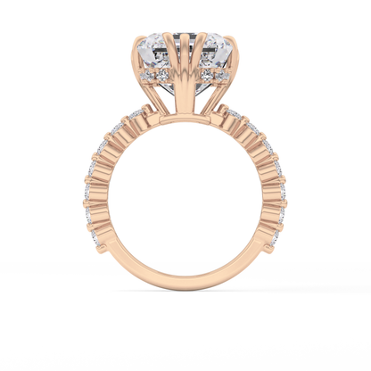 Emerald Hidden Halo & Pave Lab Grown Diamond Engagement Ring