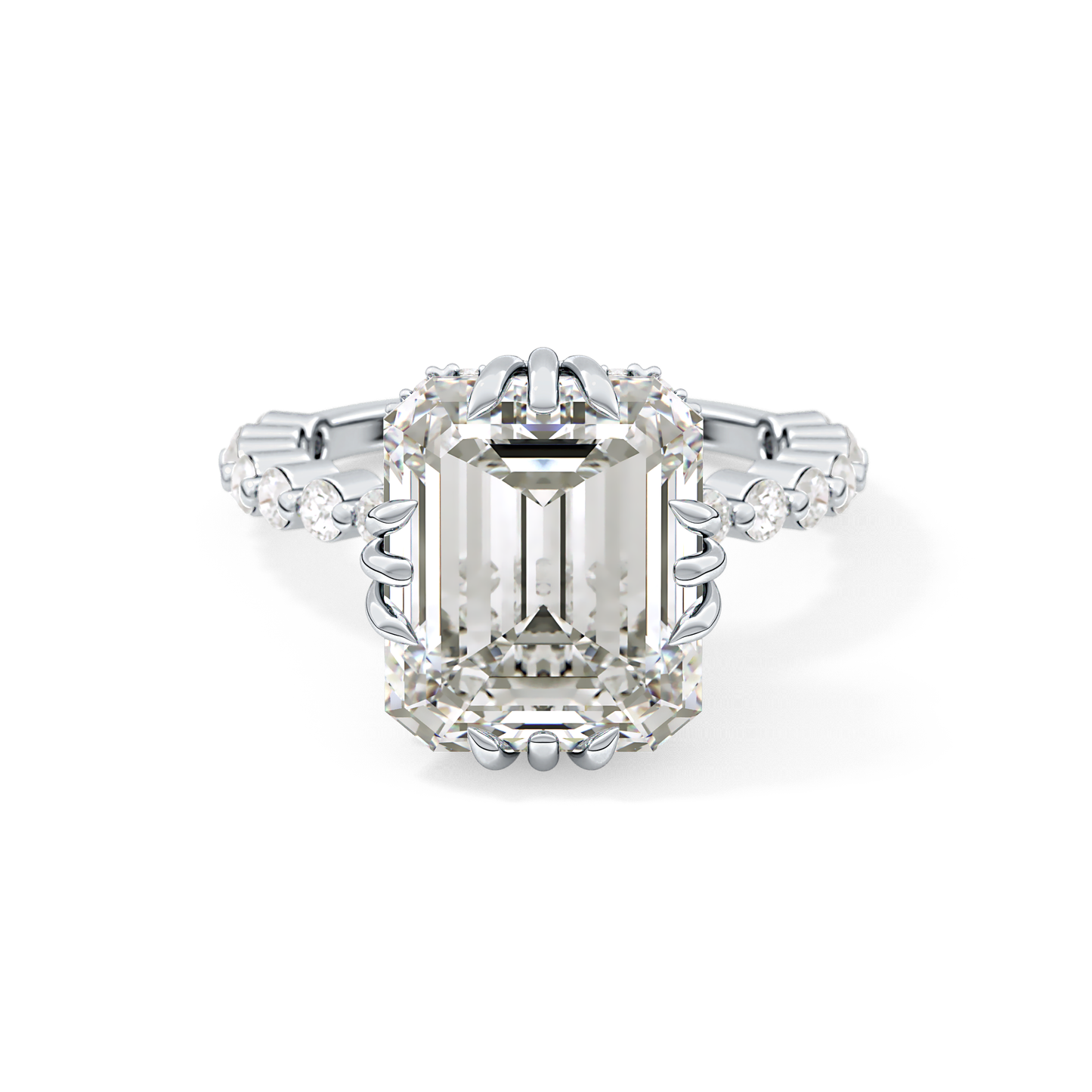 Emerald Hidden Halo & Pave Lab Grown Diamond Engagement Ring