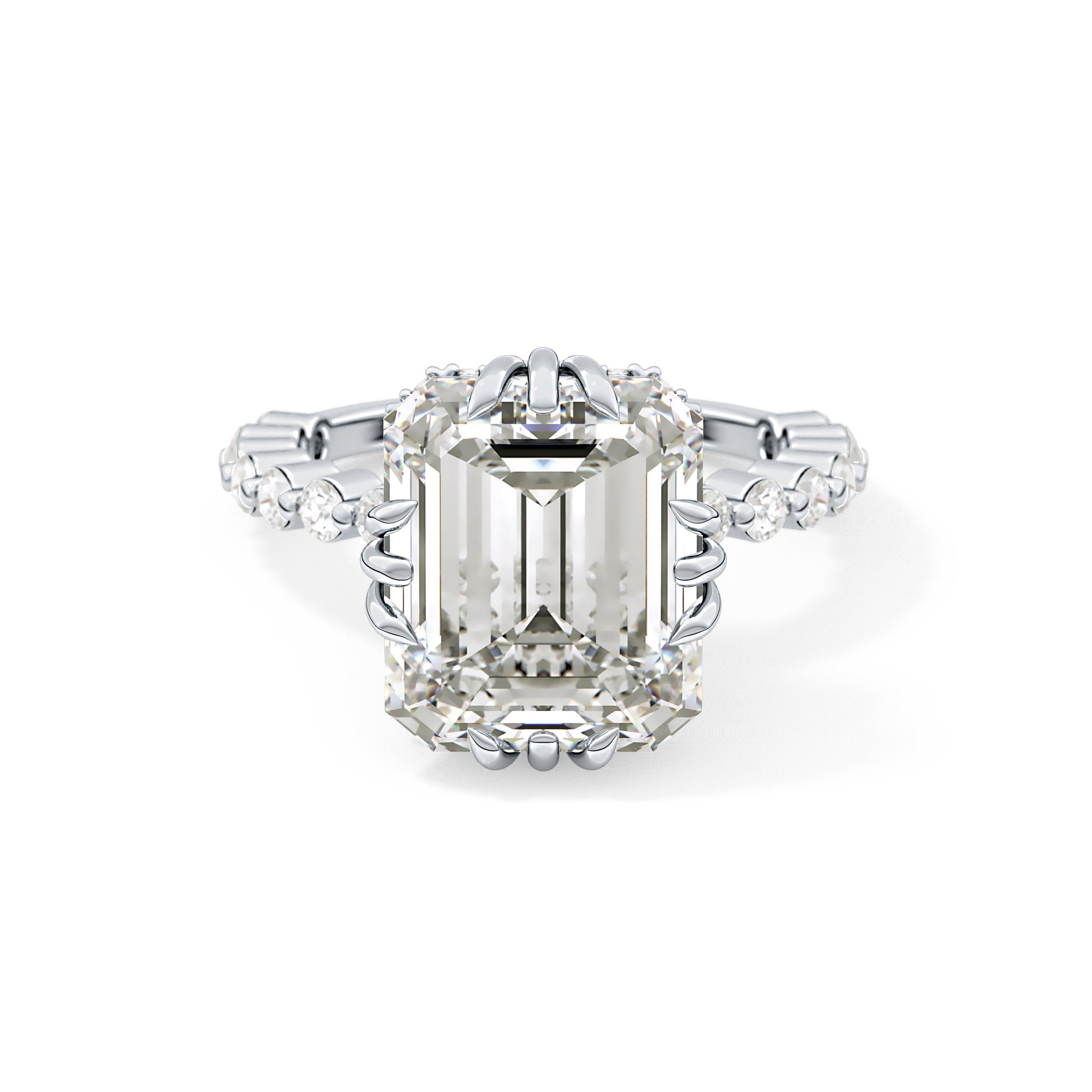 Emerald Hidden Halo & Pave Lab Grown Diamond Engagement Ring