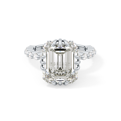 Emerald Hidden Halo & Pave Lab Grown Diamond Engagement Ring