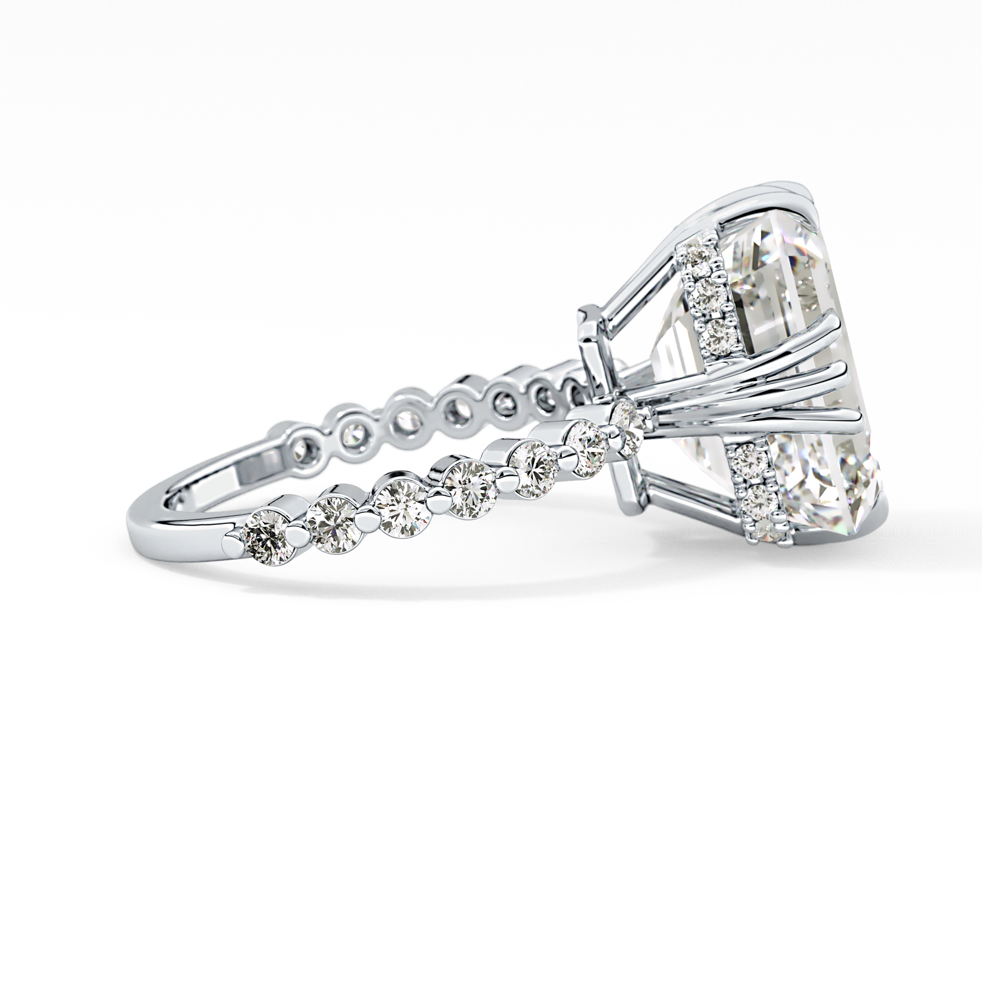Emerald Hidden Halo & Pave Lab Grown Diamond Engagement Ring