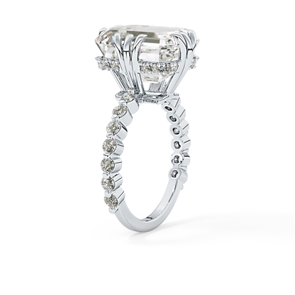 Emerald Hidden Halo & Pave Lab Grown Diamond Engagement Ring