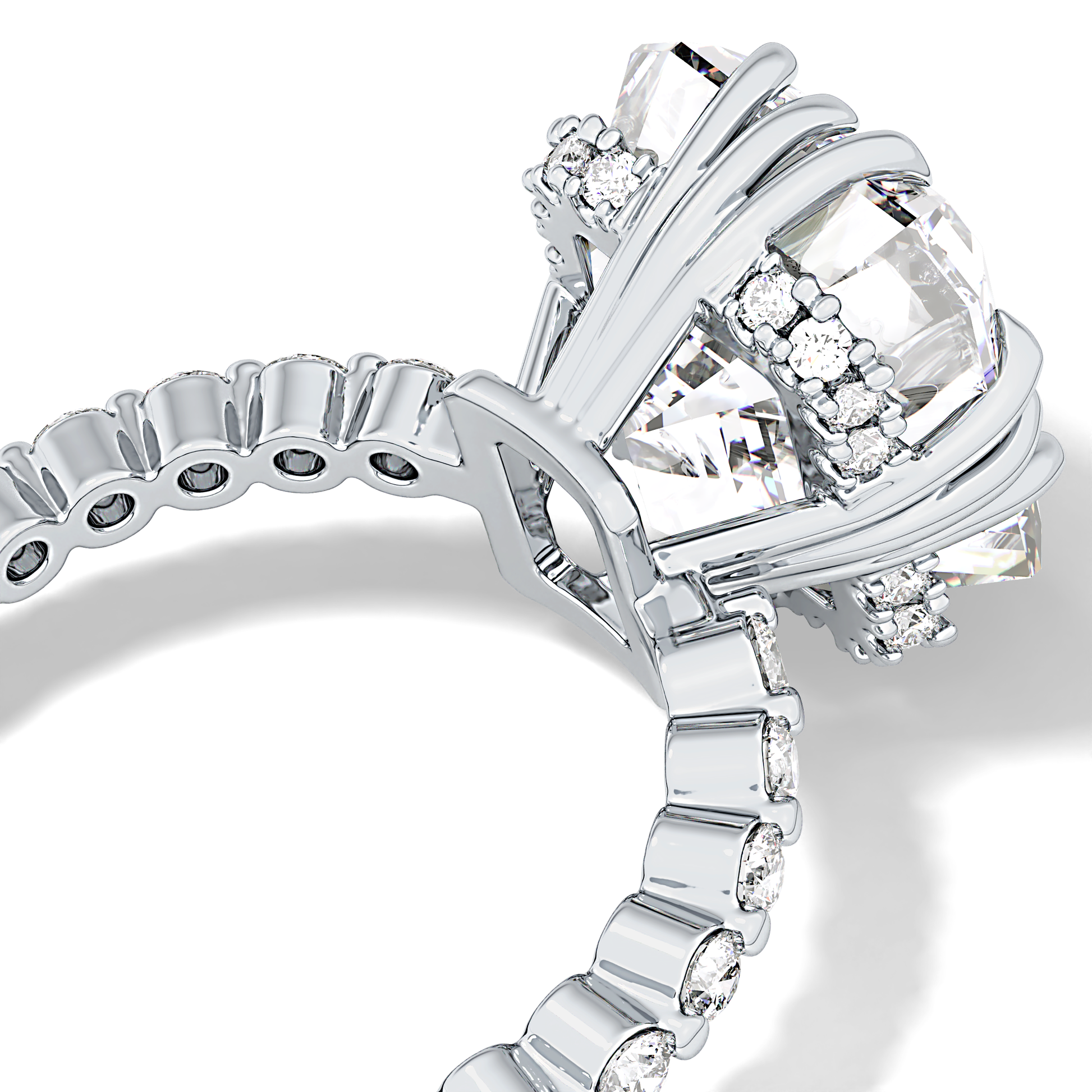 Emerald Hidden Halo & Pave Lab Grown Diamond Engagement Ring