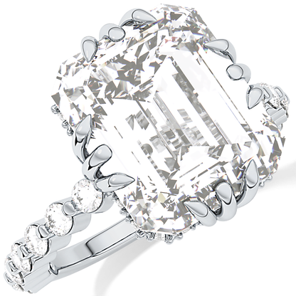 Emerald Hidden Halo & Pave Lab Grown Diamond Engagement Ring
