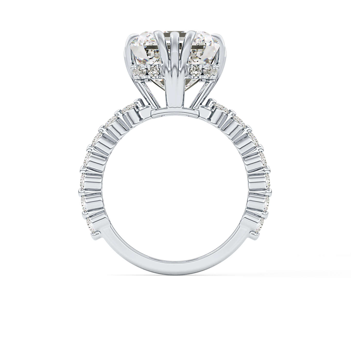 Emerald Hidden Halo & Pave Lab Grown Diamond Engagement Ring