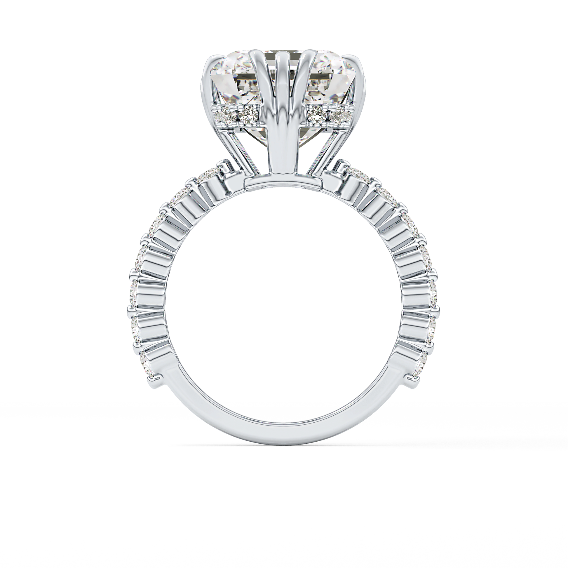 Emerald Hidden Halo & Pave Lab Grown Diamond Engagement Ring