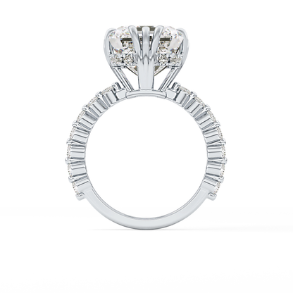 Emerald Hidden Halo & Pave Lab Grown Diamond Engagement Ring