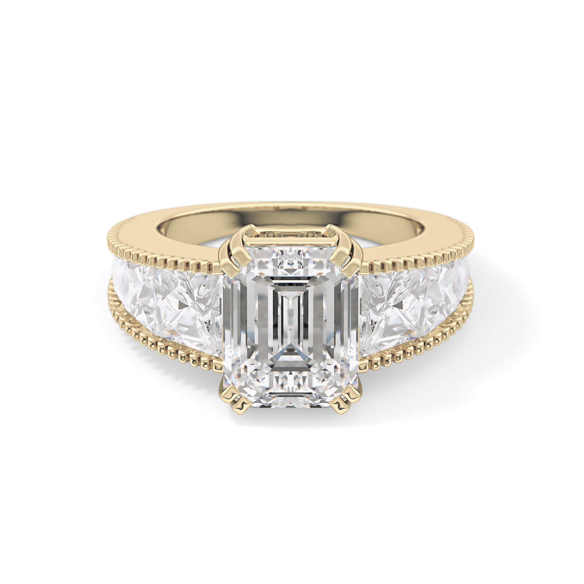 Emerald Channel Pave Lab Grown Diamond Engagement Ring