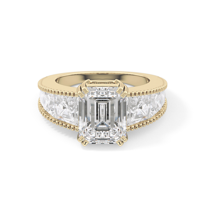 Emerald Channel Pave Lab Grown Diamond Engagement Ring