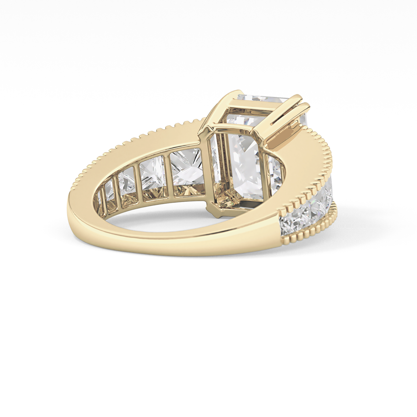 Emerald Channel Pave Lab Grown Diamond Engagement Ring