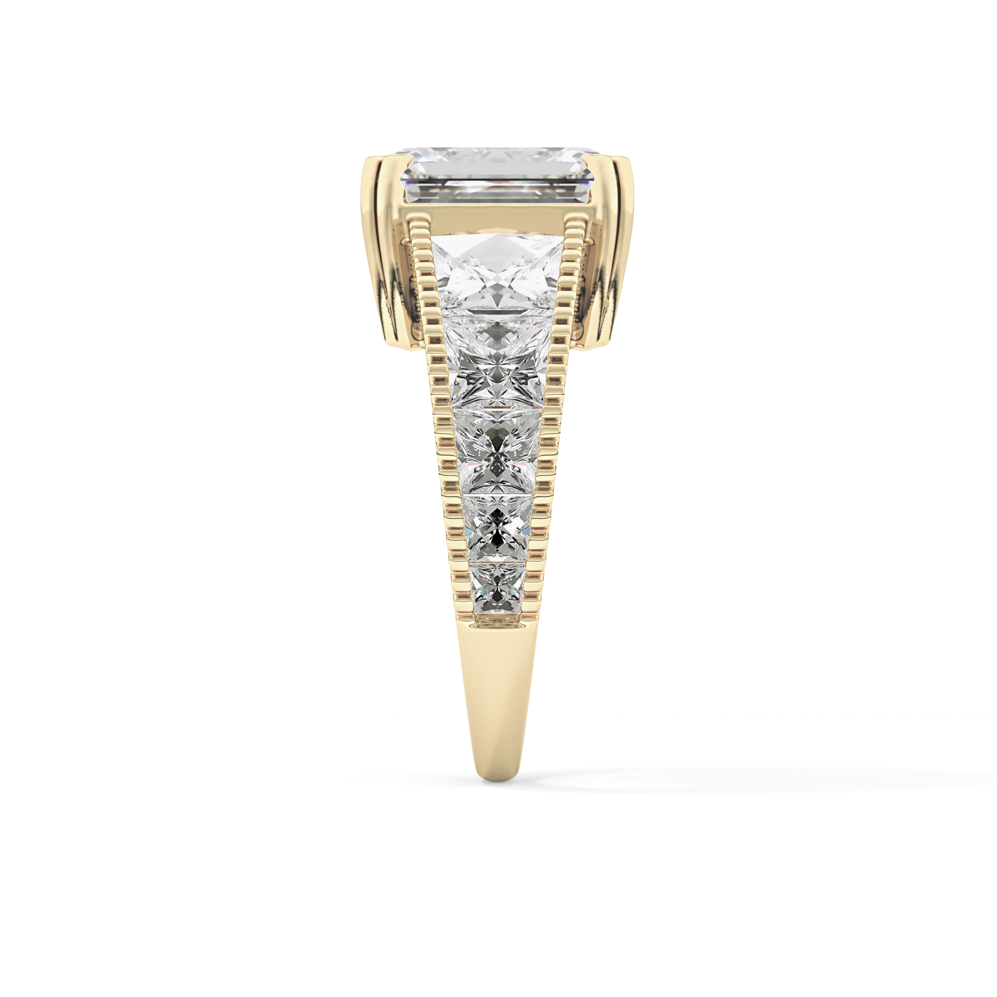 Emerald Channel Pave Lab Grown Diamond Engagement Ring