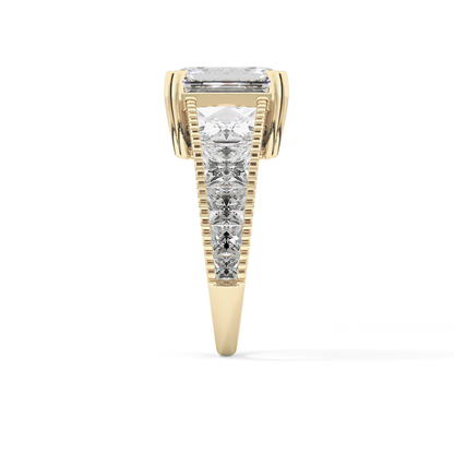 Emerald Channel Pave Lab Grown Diamond Engagement Ring