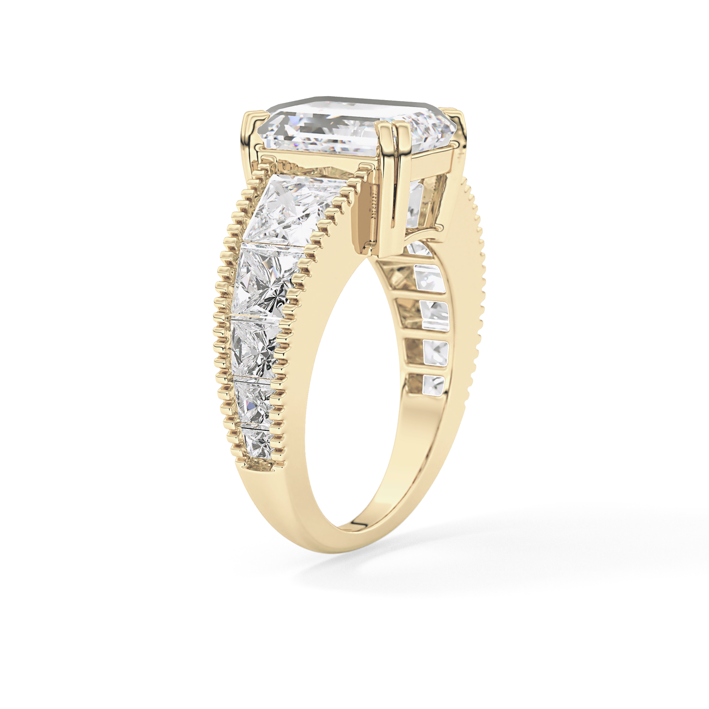 Emerald Channel Pave Lab Grown Diamond Engagement Ring