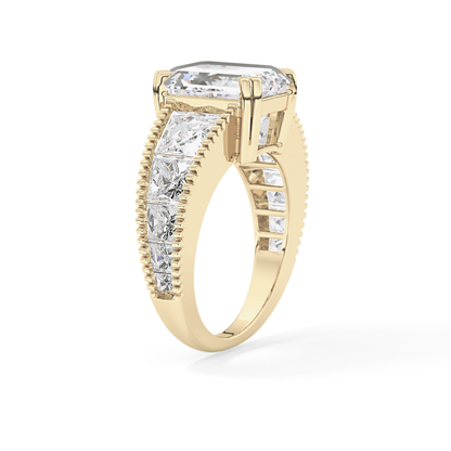 Emerald Channel Pave Lab Grown Diamond Engagement Ring