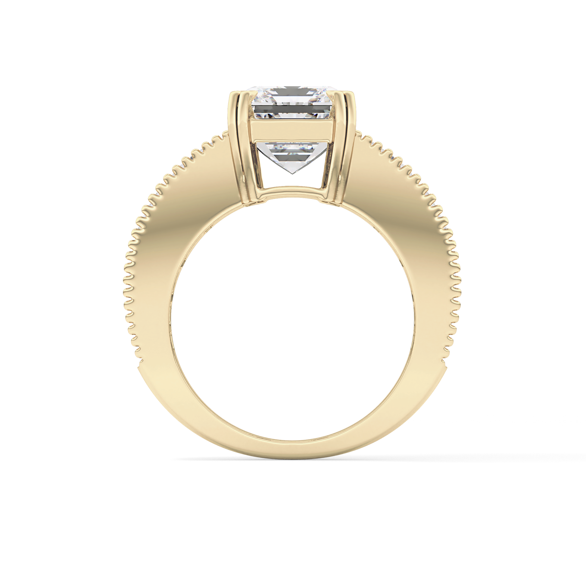 Emerald Channel Pave Lab Grown Diamond Engagement Ring