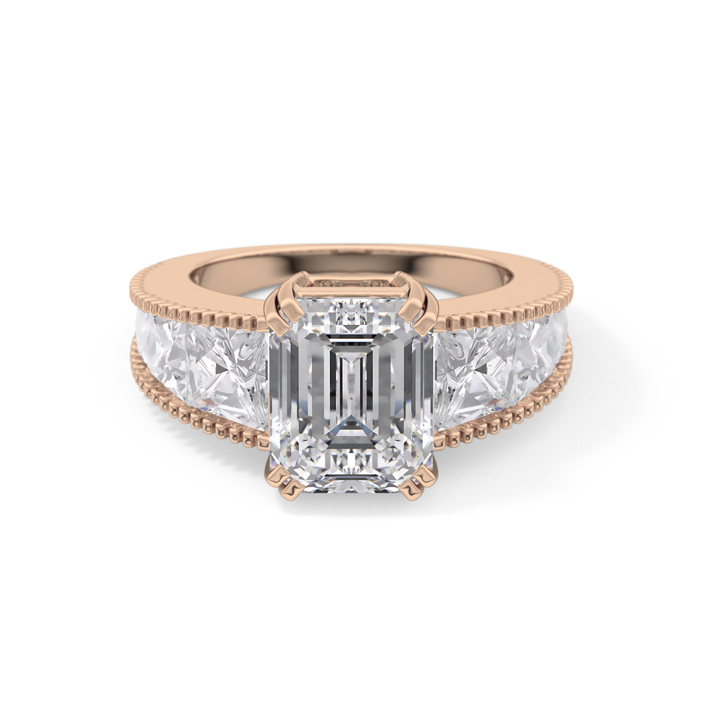 Emerald Channel Pave Lab Grown Diamond Engagement Ring