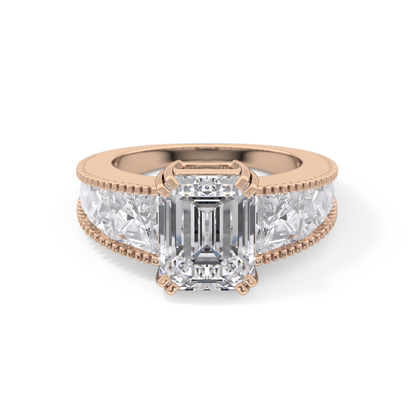 Emerald Channel Pave Lab Grown Diamond Engagement Ring