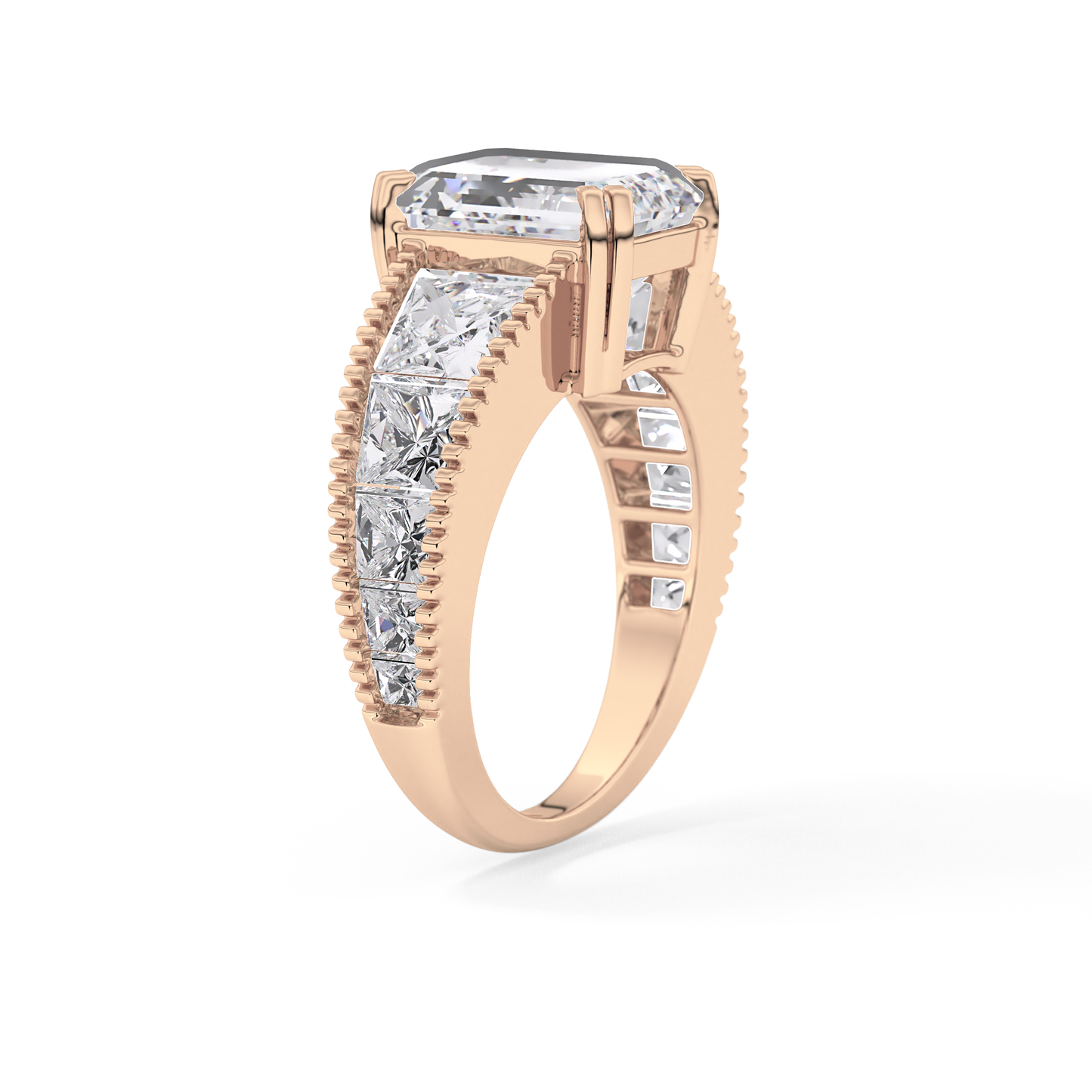 Emerald Channel Pave Lab Grown Diamond Engagement Ring