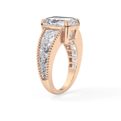 Emerald Channel Pave Lab Grown Diamond Engagement Ring