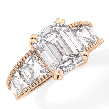 Emerald Channel Pave Lab Grown Diamond Engagement Ring