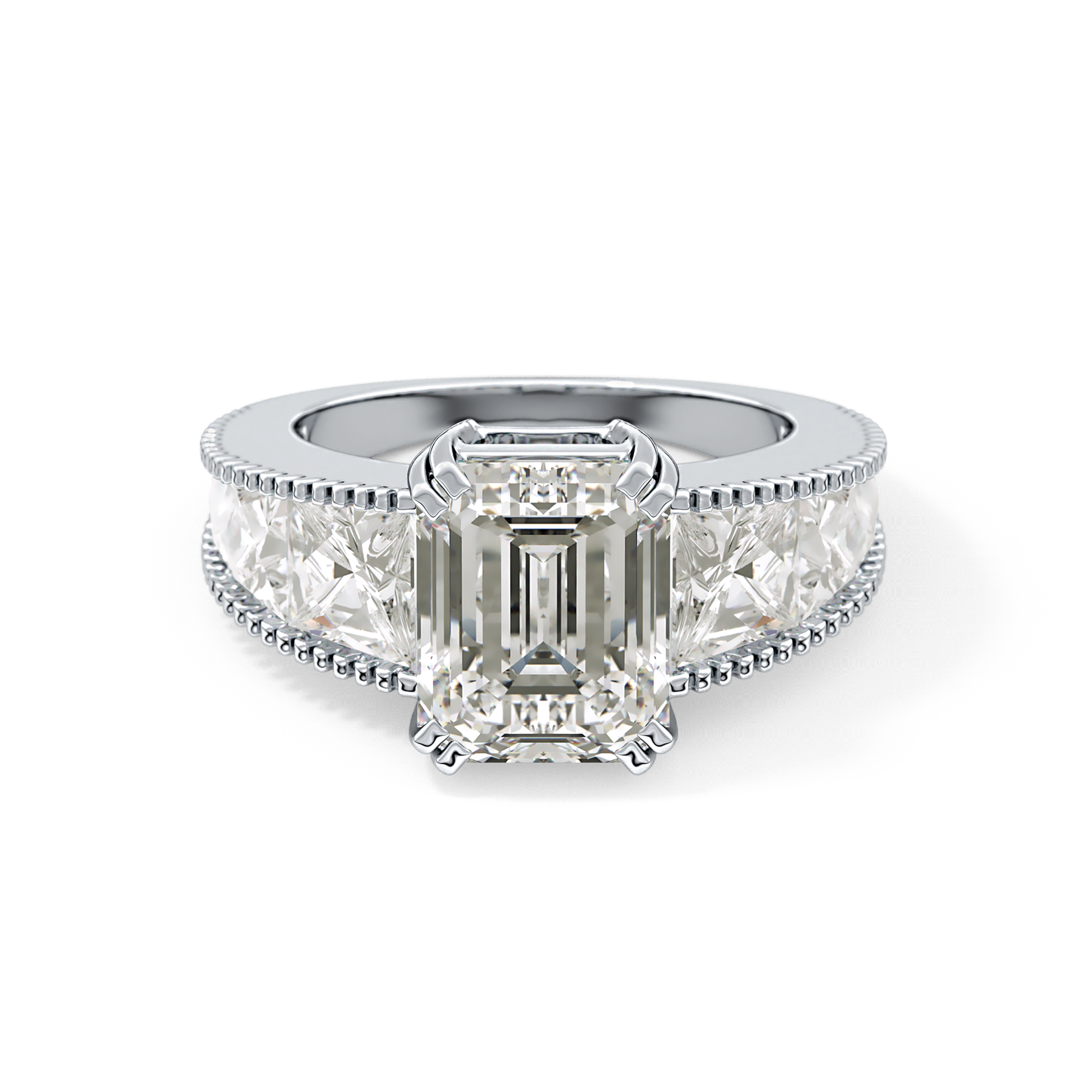 Emerald Channel Pave Lab Grown Diamond Engagement Ring