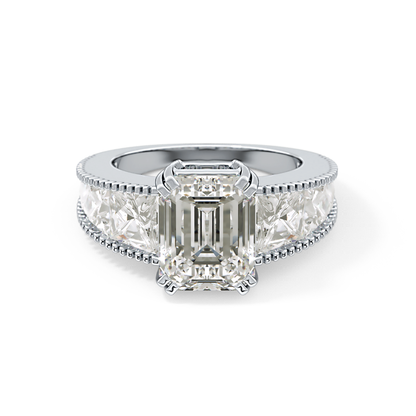 Emerald Channel Pave Lab Grown Diamond Engagement Ring