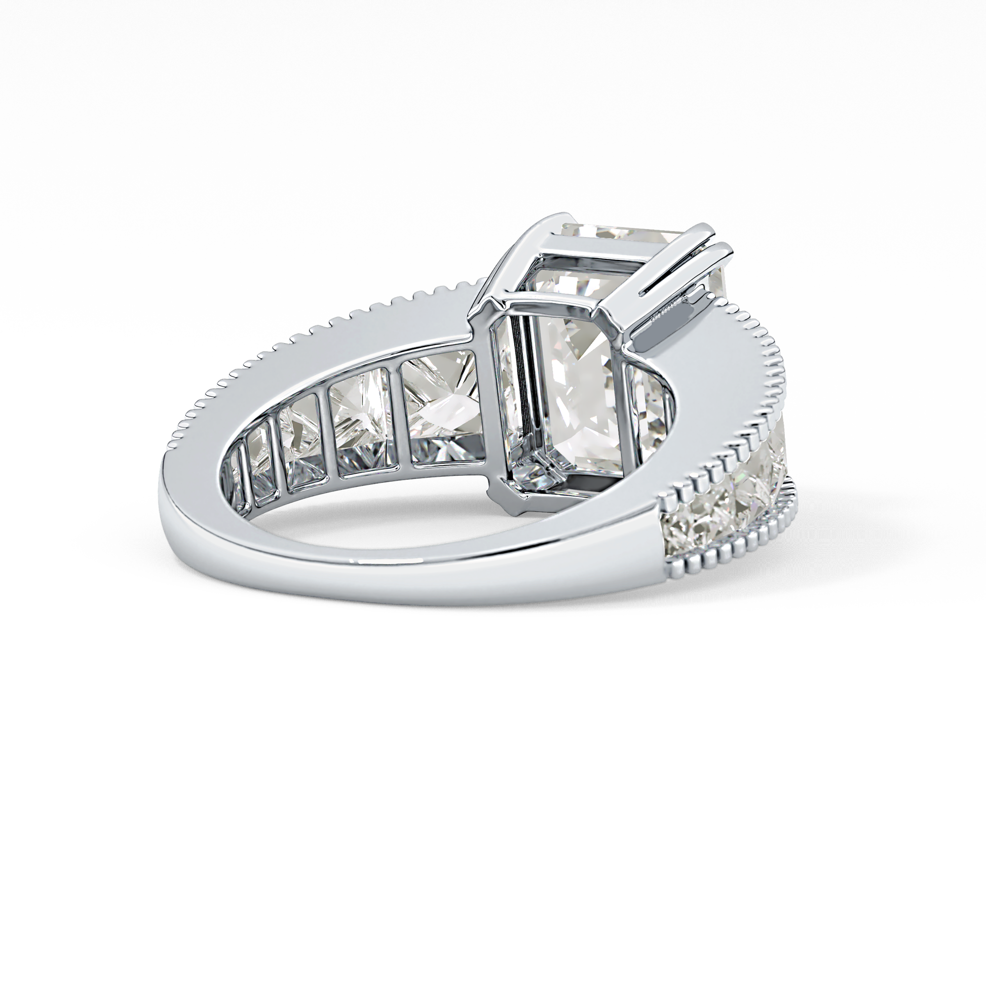 Emerald Channel Pave Lab Grown Diamond Engagement Ring