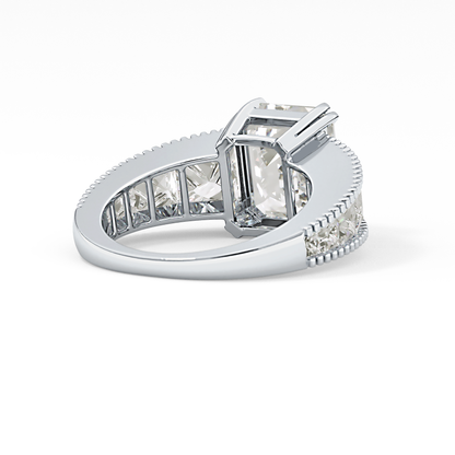 Emerald Channel Pave Lab Grown Diamond Engagement Ring