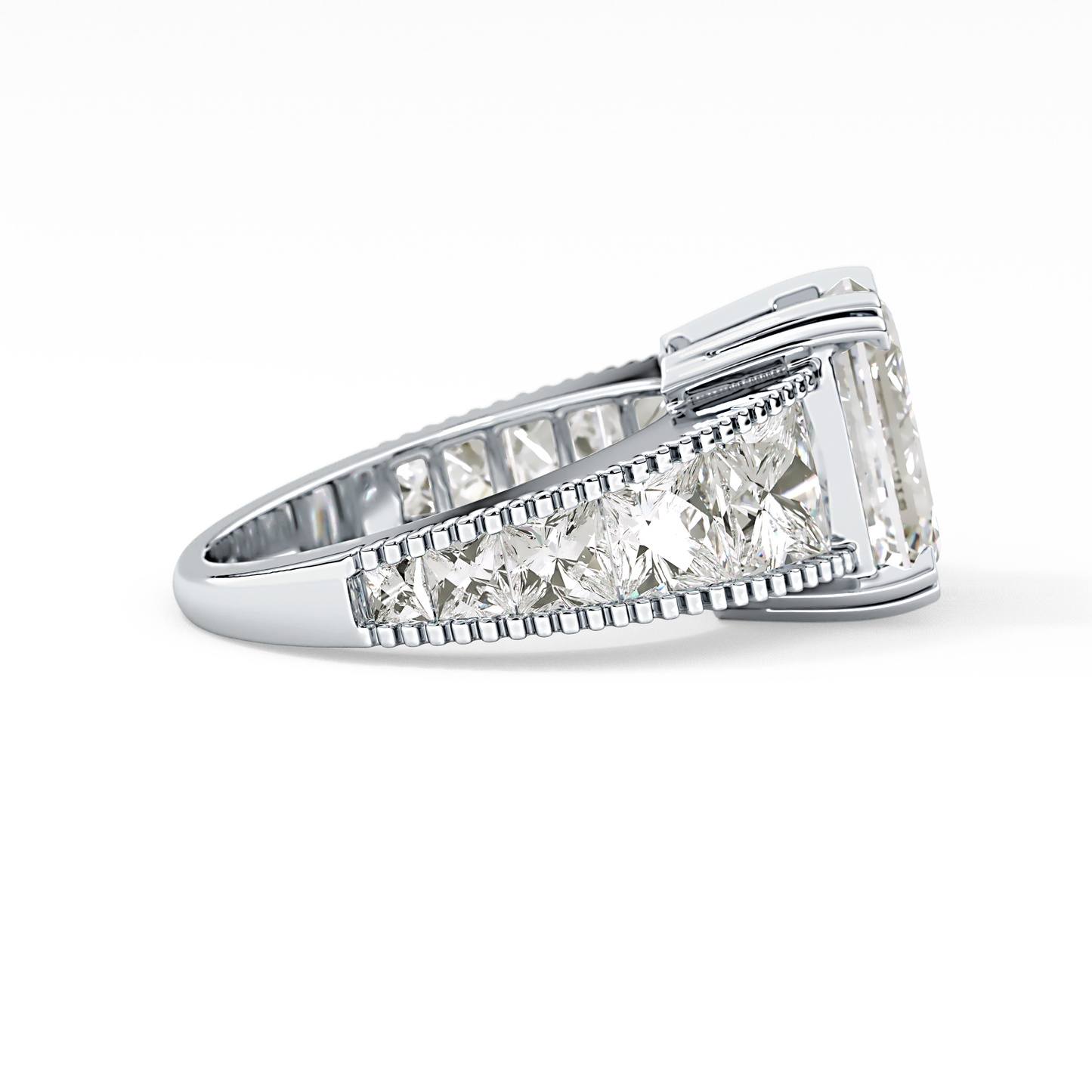 Emerald Channel Pave Lab Grown Diamond Engagement Ring