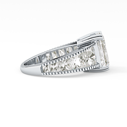Emerald Channel Pave Lab Grown Diamond Engagement Ring