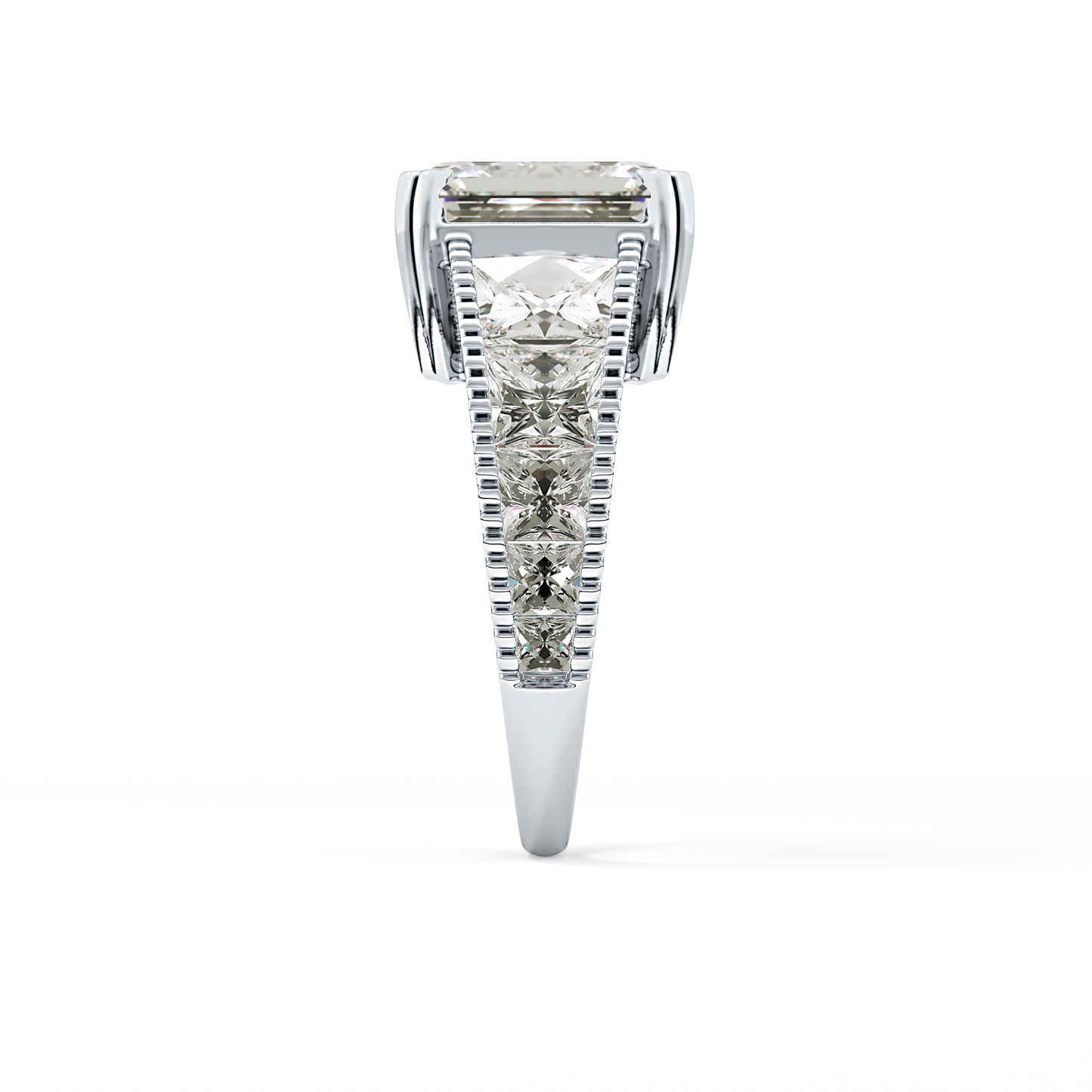 Emerald Channel Pave Lab Grown Diamond Engagement Ring