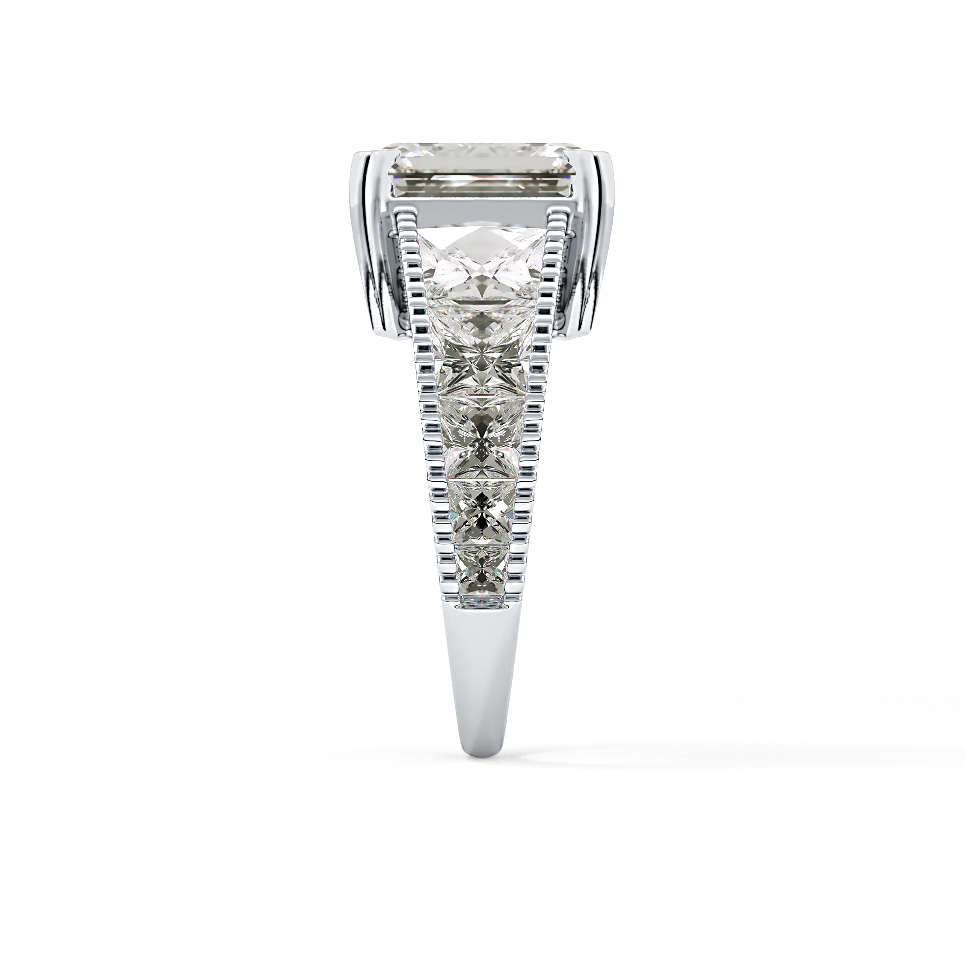 Emerald Channel Pave Lab Grown Diamond Engagement Ring