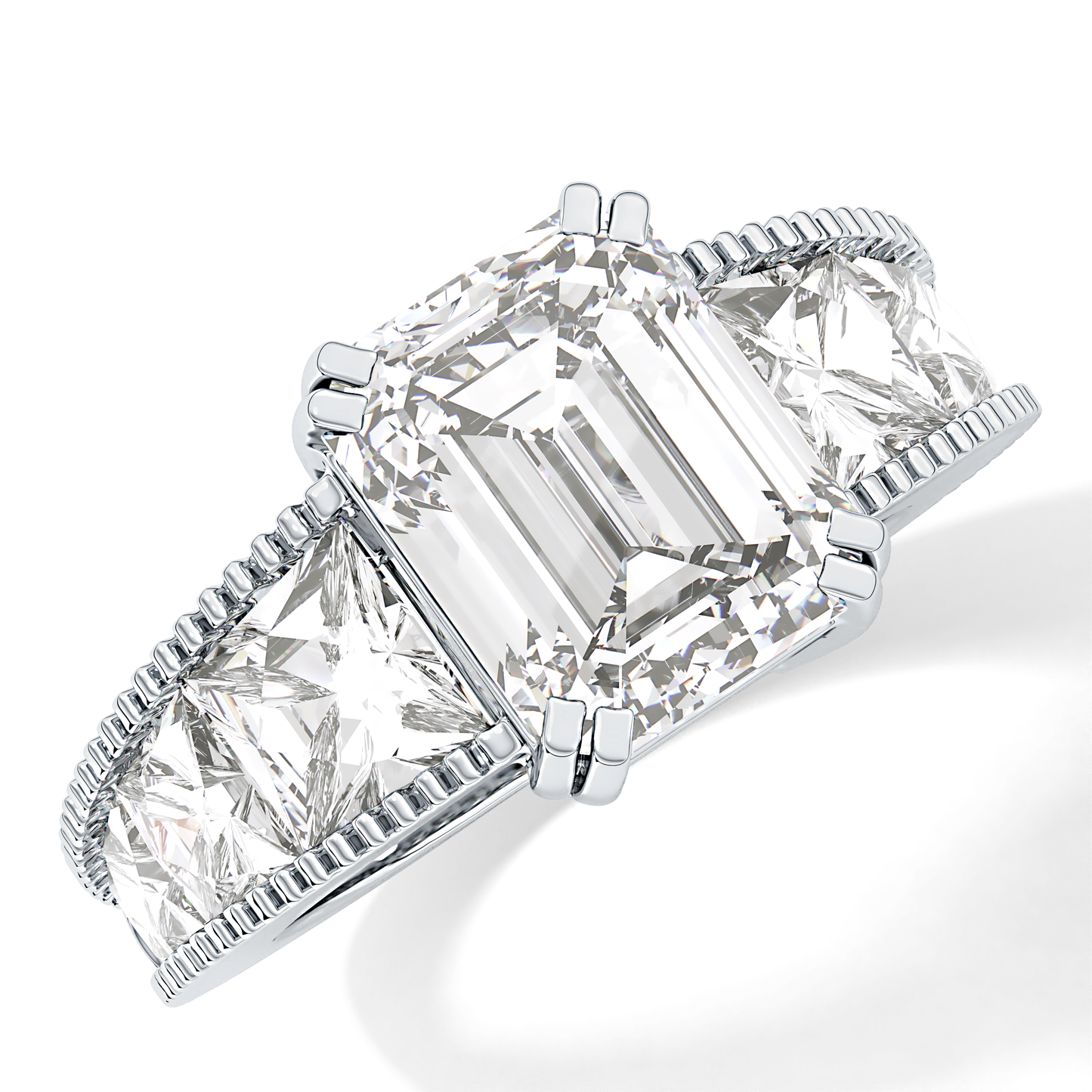 Emerald Channel Pave Lab Grown Diamond Engagement Ring