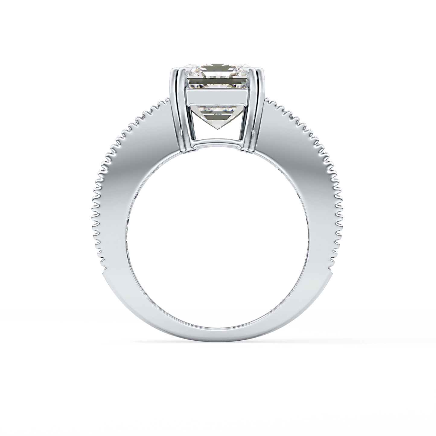 Emerald Channel Pave Lab Grown Diamond Engagement Ring