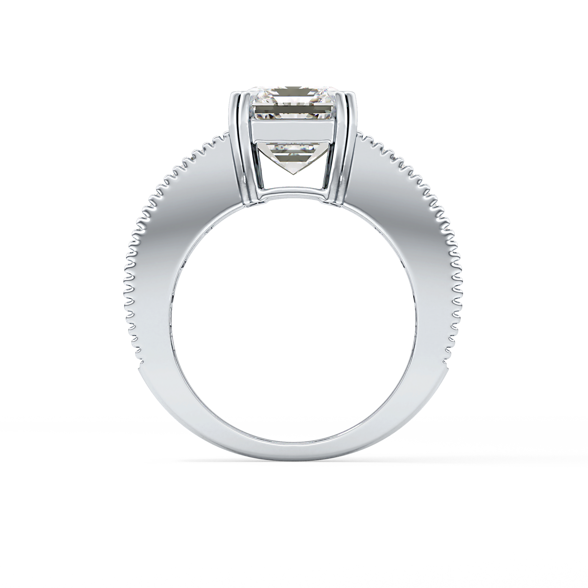Emerald Channel Pave Lab Grown Diamond Engagement Ring
