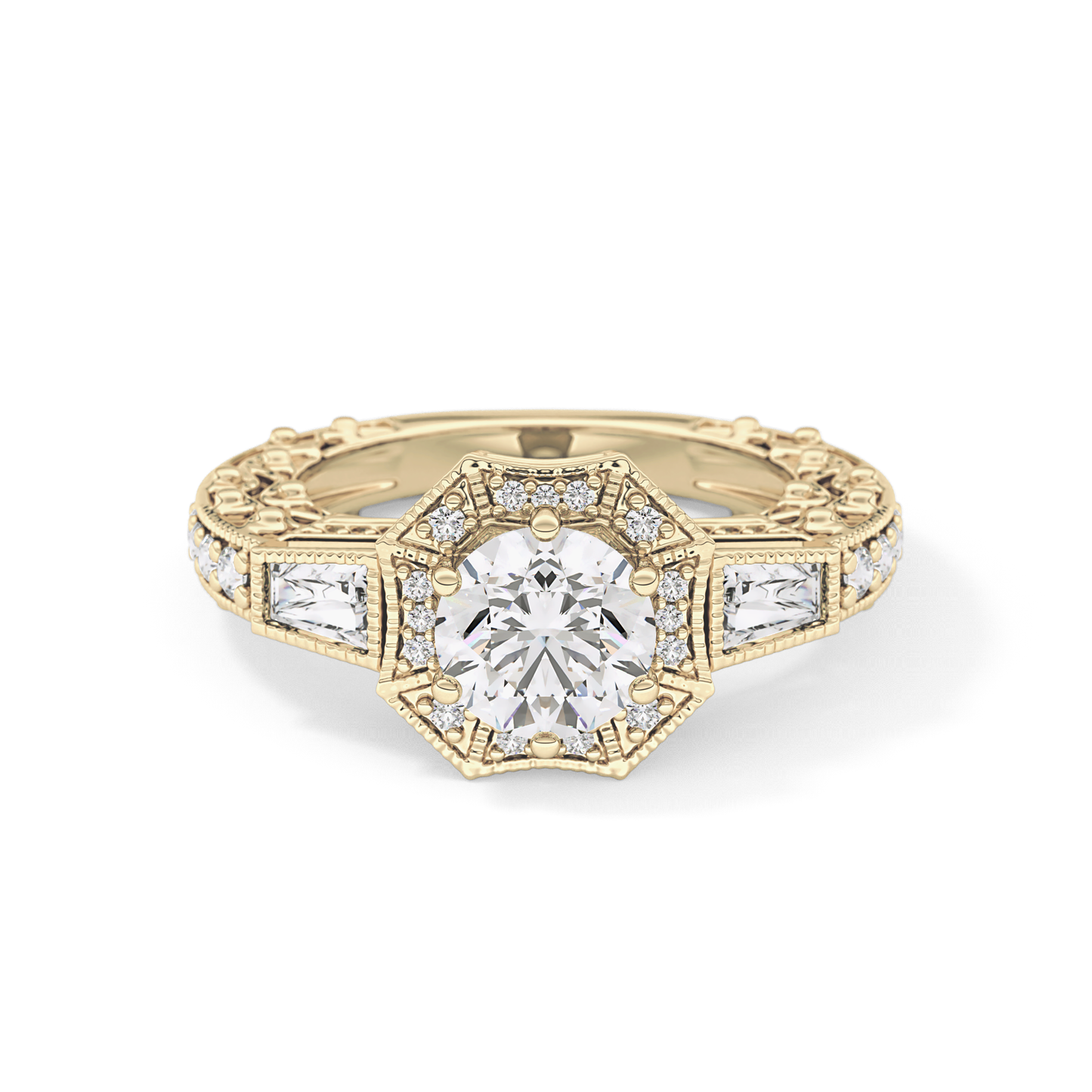 Round Cluster Lab Grown Diamond Engagement Ring